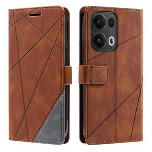For OPPO Reno13 Pro 5G Skin Feel Splicing Leather Phone Case(Brown)