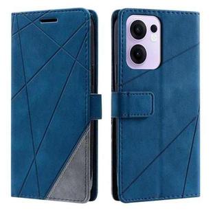For OPPO Reno13 F 5G Global/ 4G India Skin Feel Splicing Leather Phone Case(Blue)