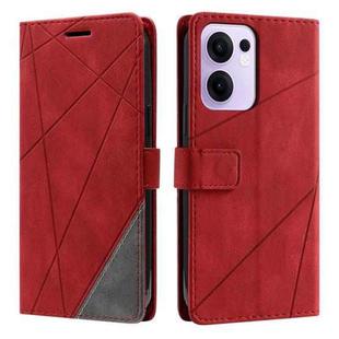 For OPPO Reno13 F 5G Global/ 4G India Skin Feel Splicing Leather Phone Case(Red)