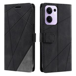 For OPPO Reno13 F 5G Global/ 4G India Skin Feel Splicing Leather Phone Case(Black)