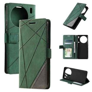 For vivo X90 Pro+ 5G Skin Feel Splicing Horizontal Flip Leather Phone Case(Green)