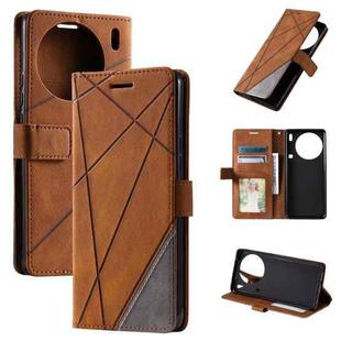 For vivo X90 Pro+ 5G Skin Feel Splicing Horizontal Flip Leather Phone Case(Brown)