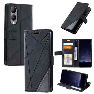 For vivo Y17s Skin Feel Splicing Horizontal Flip Leather Phone Case(Black)