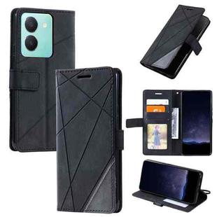 For vivo Y36 Skin Feel Splicing Leather Phone Case(Black)