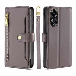 For OPPO A1 5G Lite Sheep Texture Cross-body Zipper Wallet Leather Phone Case(Grey)