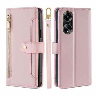 For OPPO A1 5G Lite Sheep Texture Cross-body Zipper Wallet Leather Phone Case(Pink)