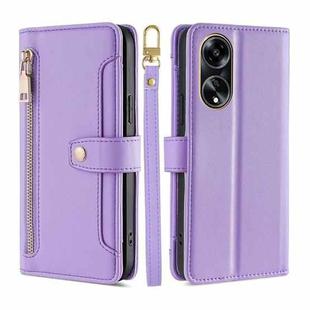 For OPPO A1 5G Sheep Texture Cross-body Zipper Wallet Leather Phone Case(Purple)