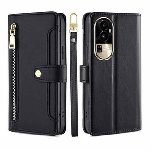 For OPPO Reno10 Pro 5G Lite Sheep Texture Cross-body Zipper Wallet Leather Phone Case(Black)
