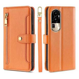 For OPPO Reno10 Pro 5G Lite Sheep Texture Cross-body Zipper Wallet Leather Phone Case(Orange)