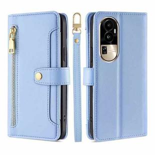 For OPPO Reno10 Pro 5G Lite Sheep Texture Cross-body Zipper Wallet Leather Phone Case(Blue)