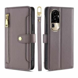 For OPPO Reno10 Pro 5G Lite Sheep Texture Cross-body Zipper Wallet Leather Phone Case(Grey)