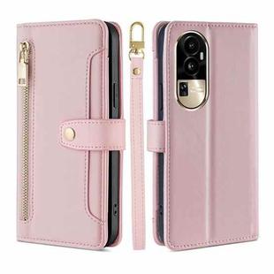 For OPPO Reno10 Pro 5G Lite Sheep Texture Cross-body Zipper Wallet Leather Phone Case(Pink)