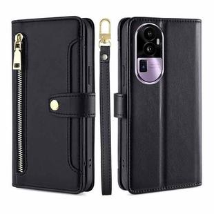 For OPPO Reno10 Pro+ 5G Lite Sheep Texture Cross-body Zipper Wallet Leather Phone Case(Black)