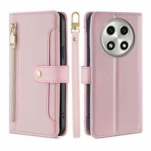 For OPPO A2 Pro 5G Sheep Texture Cross-body Zipper Wallet Leather Phone Case(Pink)