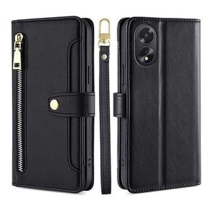 For OPPO A38 4G / A18 4G Sheep Texture Cross-body Zipper Wallet Leather Phone Case(Black)