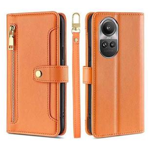 For OPPO Reno10 5G / Reno10 Pro 5G Global Lite Sheep Texture Cross-body Zipper Wallet Leather Phone Case(Orange)