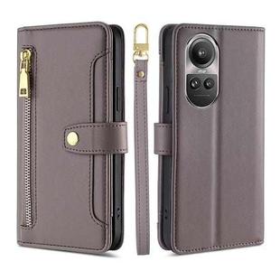 For OPPO Reno10 5G / Reno10 Pro 5G Global Lite Sheep Texture Cross-body Zipper Wallet Leather Phone Case(Grey)