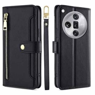 For OPPO Find X7 Ultra 5G Sheep Texture Cross-body Zipper Wallet Leather Phone Case(Black)