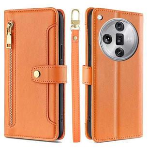 For OPPO Find X7 Ultra 5G Sheep Texture Cross-body Zipper Wallet Leather Phone Case(Orange)