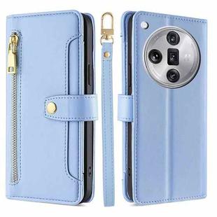 For OPPO Find X7 Ultra 5G Sheep Texture Cross-body Zipper Wallet Leather Phone Case(Blue)