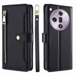 For OPPO Find X7 5G Sheep Texture Cross-body Zipper Wallet Leather Phone Case(Black)