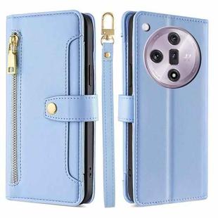 For OPPO Find X7 5G Sheep Texture Cross-body Zipper Wallet Leather Phone Case(Blue)