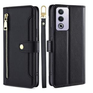 For OPPO A3 Pro 5G India Sheep Texture Cross-body Zipper Wallet Leather Phone Case(Black)