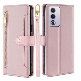 For OPPO A3 Pro 5G India Sheep Texture Cross-body Zipper Wallet Leather Phone Case(Pink)