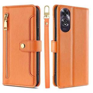 For OPPO A60 4G Global Sheep Texture Cross-body Zipper Wallet Leather Phone Case(Orange)