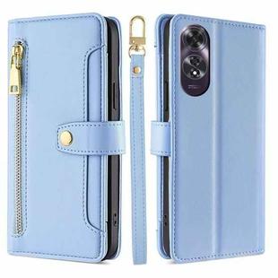 For OPPO A60 4G Global Sheep Texture Cross-body Zipper Wallet Leather Phone Case(Blue)