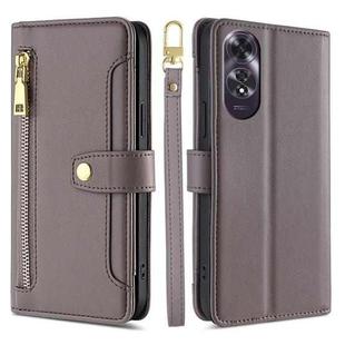 For OPPO A60 4G Global Sheep Texture Cross-body Zipper Wallet Leather Phone Case(Grey)