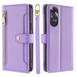 For OPPO A60 4G Global Sheep Texture Cross-body Zipper Wallet Leather Phone Case(Purple)