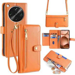 For OPPO Find X8 Ultra 5G Sheep Texture Cross-body Zipper Wallet Leather Phone Case(Orange)