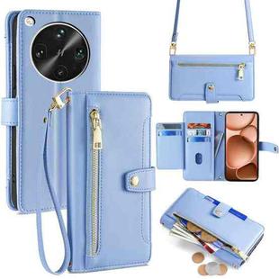 For OPPO Find X8 Ultra 5G Sheep Texture Cross-body Zipper Wallet Leather Phone Case(Blue)