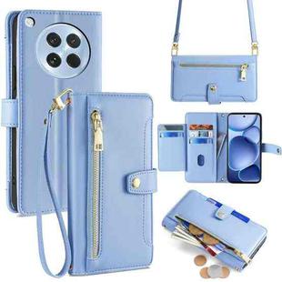 For OPPO Find X8s 5G Sheep Texture Cross-body Zipper Wallet Leather Phone Case(Blue)