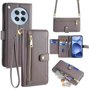 For OPPO Find X8s 5G Sheep Texture Cross-body Zipper Wallet Leather Phone Case(Grey)