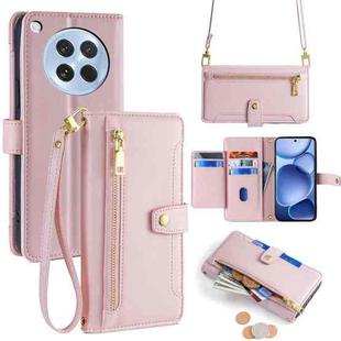 For OPPO Find X8s 5G Sheep Texture Cross-body Zipper Wallet Leather Phone Case(Pink)