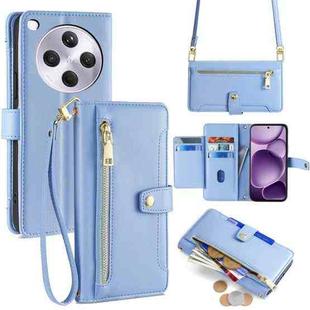 For OPPO Find X8s+ 5G Sheep Texture Cross-body Zipper Wallet Leather Phone Case(Blue)