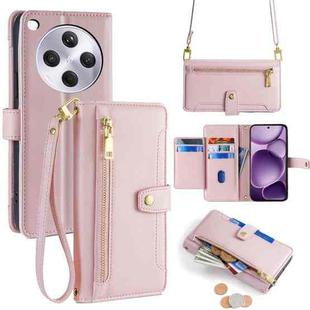 For OPPO Find X8s+ 5G Sheep Texture Cross-body Zipper Wallet Leather Phone Case(Pink)