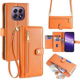 For OPPO A5 5G 2025 Global Sheep Texture Cross-body Zipper Wallet Leather Phone Case(Orange)