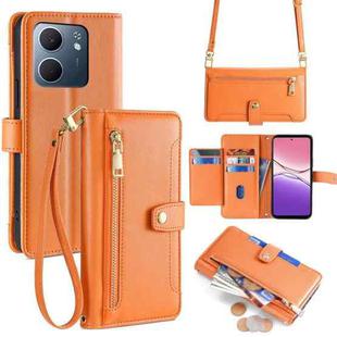 For OPPO A5x 5G Global Sheep Texture Cross-body Zipper Wallet Leather Phone Case(Orange)