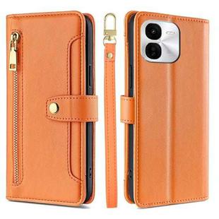 For vivo iQOO Z9x Sheep Texture Cross-body Zipper Wallet Leather Phone Case(Orange)