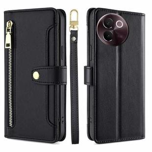 For vivo V30e 5G Global Sheep Texture Cross-body Zipper Wallet Leather Phone Case(Black)