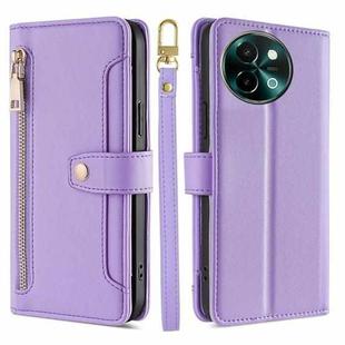 For vivo Y38 5G / T3x Global Sheep Texture Cross-body Zipper Wallet Leather Phone Case(Purple)