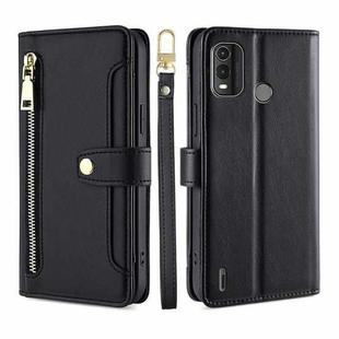 For Nokia G11 Plus Lite Sheep Texture Cross-body Zipper Wallet Leather Phone Case(Black)