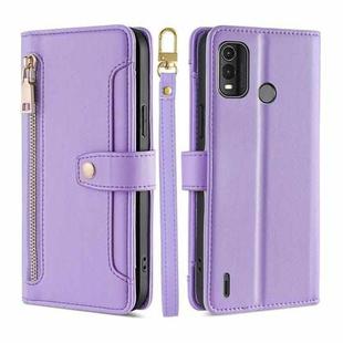 For Nokia G11 Plus Lite Sheep Texture Cross-body Zipper Wallet Leather Phone Case(Purple)
