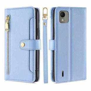 For Nokia C110 4G Lite Sheep Texture Cross-body Zipper Wallet Leather Phone Case(Blue)