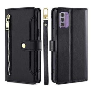 For Nokia G42 5G Lite Sheep Texture Cross-body Zipper Wallet Leather Phone Case(Black)