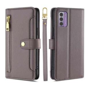 For Nokia G42 5G Lite Sheep Texture Cross-body Zipper Wallet Leather Phone Case(Grey)