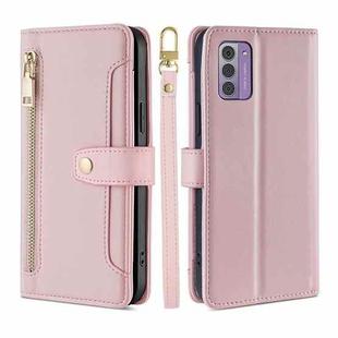 For Nokia G42 5G Lite Sheep Texture Cross-body Zipper Wallet Leather Phone Case(Pink)